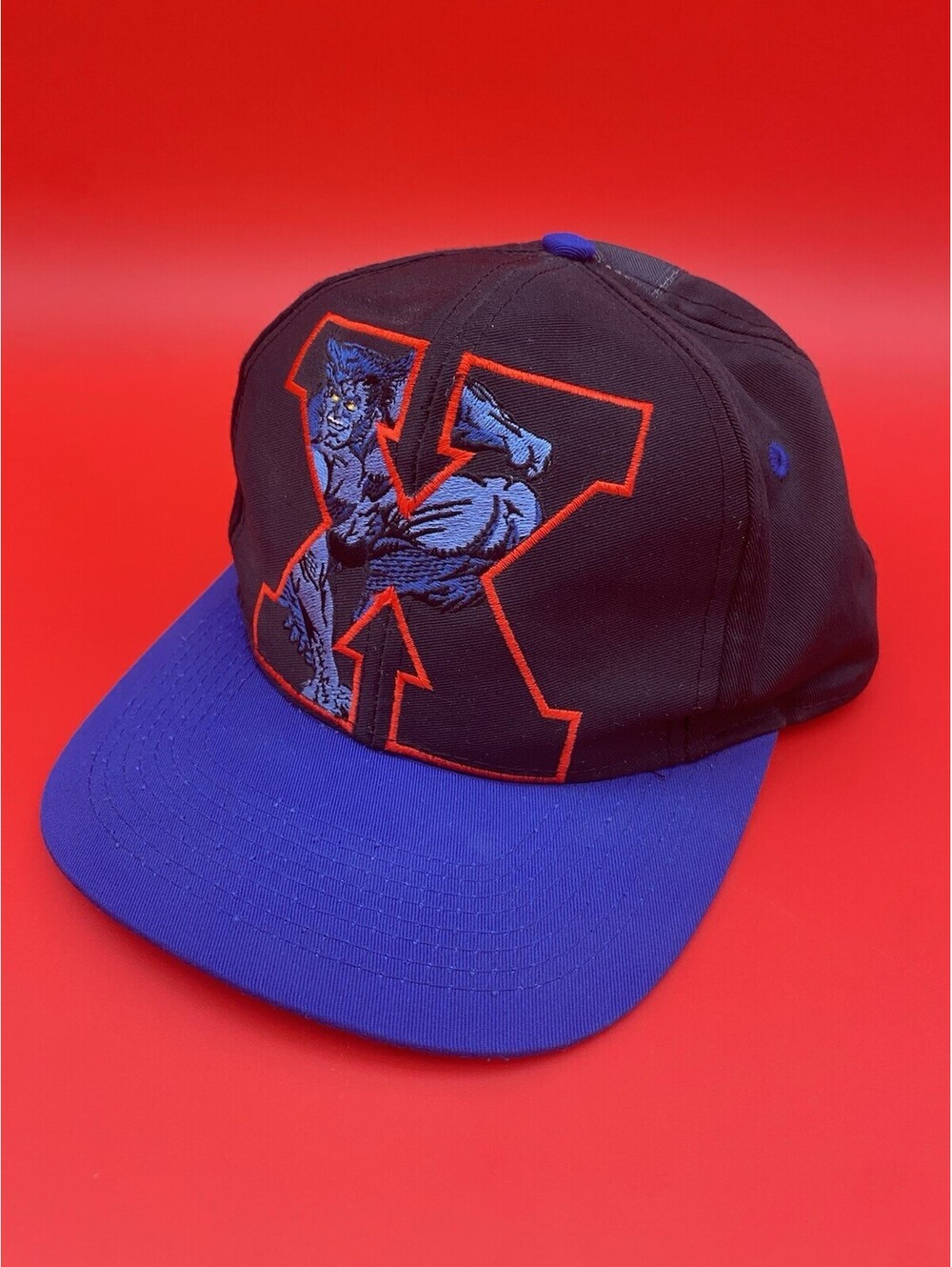 Marvel Comics X-Men Mutant Gear Beast Wolverine Black & Blue Snapback Hat - 90s